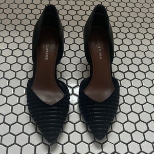 Donald J. Pliner Black Suede & Leather Heels